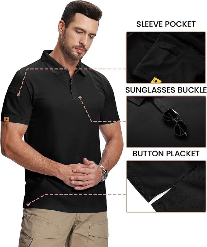 ZITY Mens 2 Pack Polo Shirts Short Sleeve Performance Sports Golf Shirt for Men Tactical Shirt