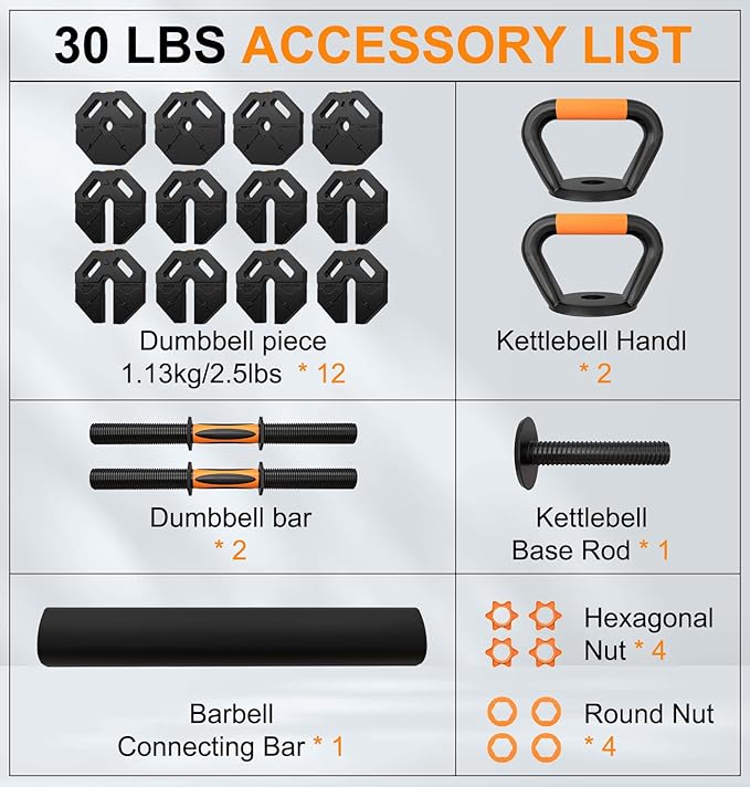 Adjustable Dumbbells Set for Women Men 20LBS/30LBS/40LBS/60LBS Weight Set with Connector, 5 in 1 Free Weights Dumbbells Set for Barbell Kettlebells Weightlift Push Up Fitness Exercises for Home Gym