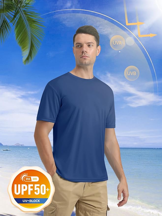 MAGCOMSEN Men's Short Sleeve UPF 50+ T-Shirt Quick Dry Rash Guard Athletic Running Swim Top Tee Performance Water Shirts