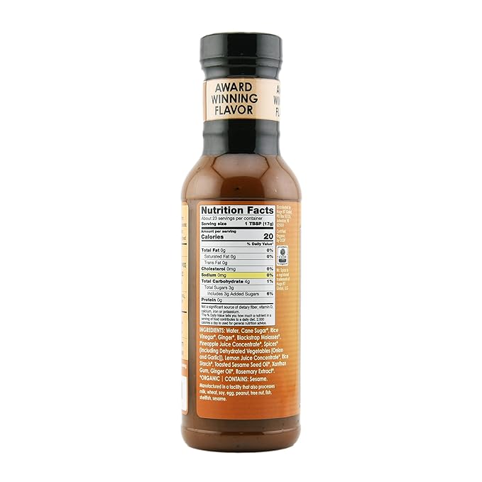 Mr. Spice Salt Free Award-Winning Taste Ginger Stir Fry Sauce | Low Sodium Sauce | Organic | No Salt | Gluten Free | Low Calorie | 13.5 Ounce (Pack of 1)