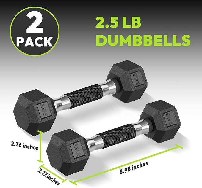 Hex Dumbbell Set 2.5-400 lb, Rubber Encased Exercise & Fitness Dumbbells, Weights Dumbbells Set of 2, Hand Weight for Strength Training
