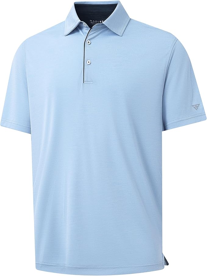 M MAELREG Golf Shirts for Men Short Sleeve Dry Fit Casual Striped Performance Moisture Wicking Collared Mens Polo Shirts