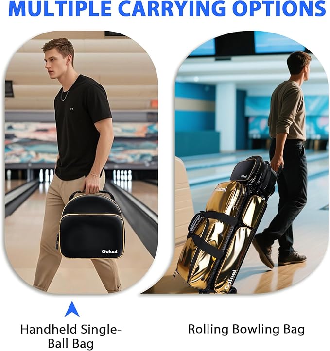 4 Ball Bowling Bags with Wheels,3 Ball Bowling Bag + 1 Ball Tote,Separate Shoe Compartment for Shoes (Up To US Men Size 16)