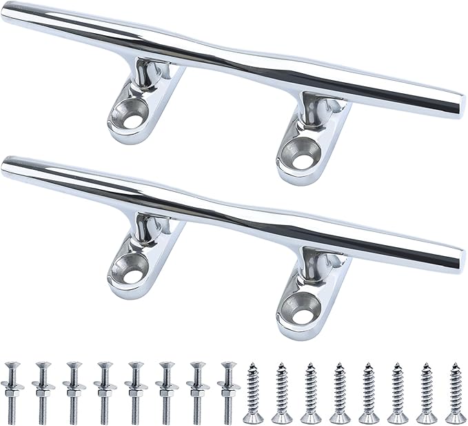 SHENGHUISS Boat Cleat 316 Stainless Steel Open Base Boat Dock Cleats（4"/5"/6"/8"/10"/12"） Silver/Gold for Boat, Dock, Kayaks, Nautical Decor ect