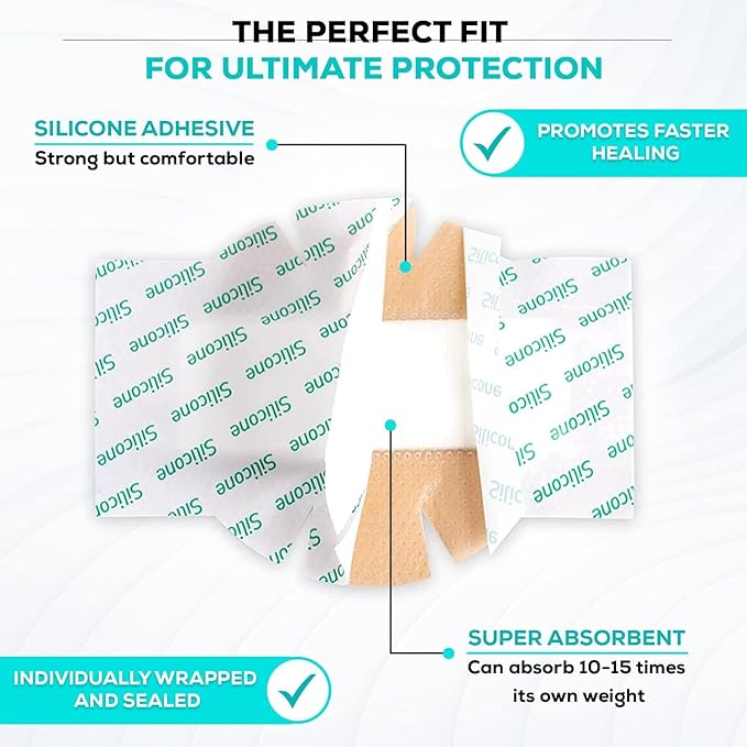 MedVanceTM Silicone - Bordered Silicone Adhesive Foam Dressing (4x8 Inch w/Wings, 5, Count)