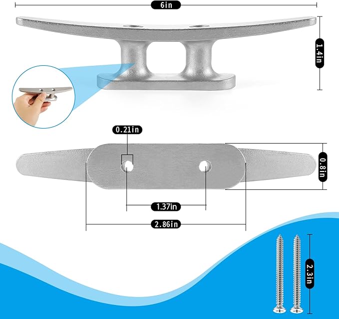 Boat Cleat, 4 inch / 6 inch 304 Stainless Steel Dock Cleat-Ideal for Marine, Deck, Nautical Decor (4 Pack/ 6 Pack)