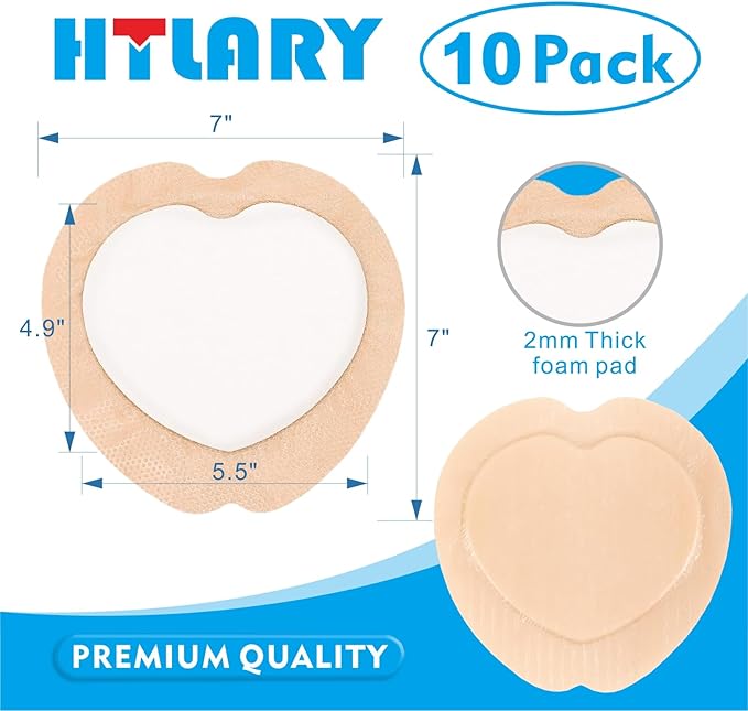 10 Pack Silicone Adhesive Sacral Foam Dressing 7x7 Inches Waterproof Breathable Wound Pads for Bed Sores Pressure Ulcer Care Absorbent Skin Friendly Medical Bandages
