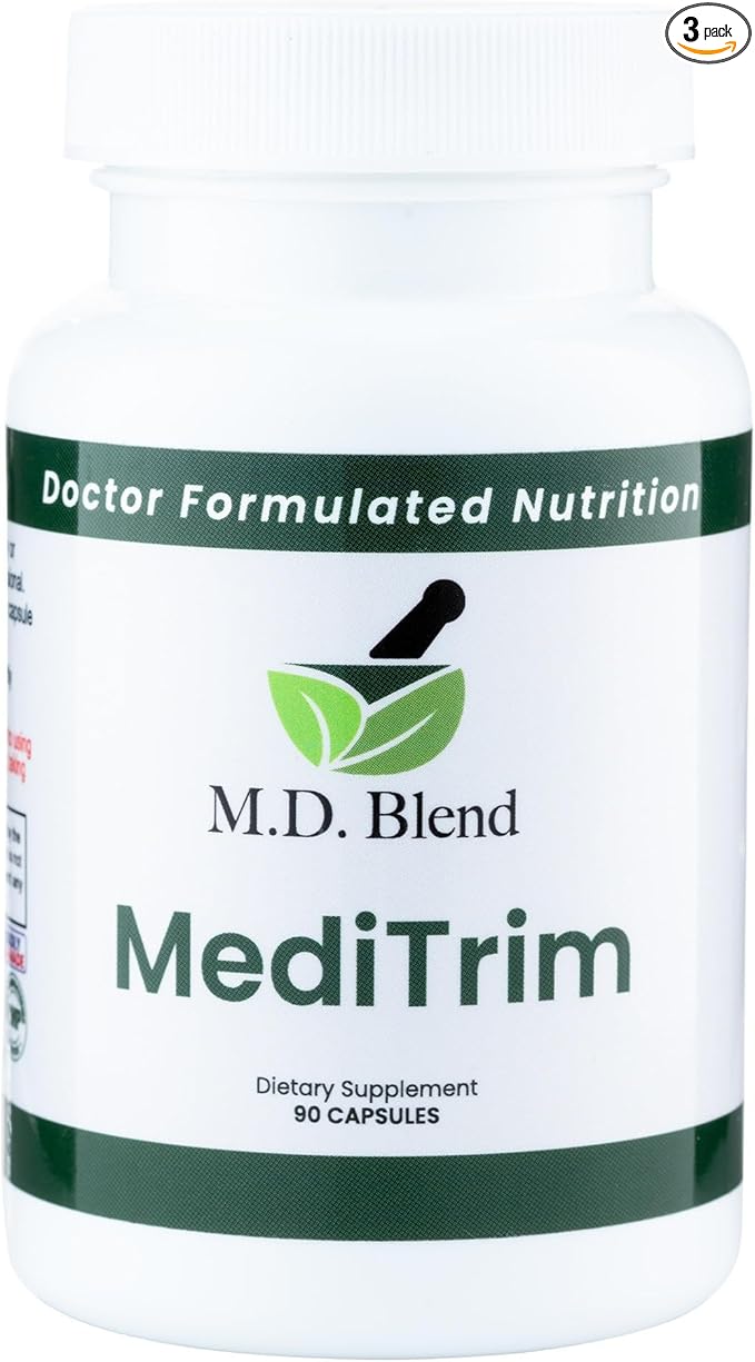 M.D. MediTrim - Expert Formulated Supplement Energy, Satiety, & Physique Goals - Smooth System Balance - Green Coffee Bean, Green Tea, Apple Cider Vinegar, Hibiscus - 90 Capsules