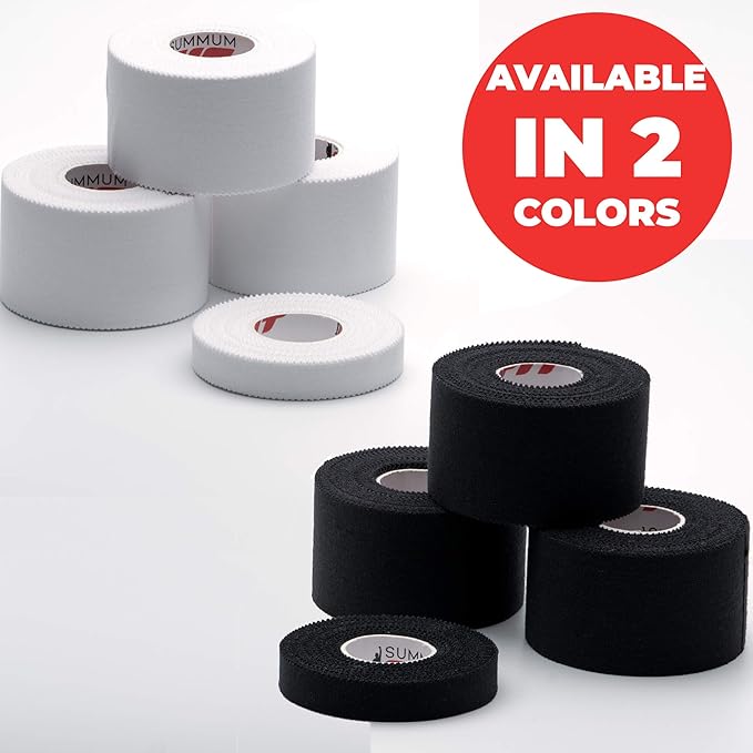Black Athletic Tape Extremely Strong: 3 Rolls + 1 Finger Roll. Easy to Apply & No Residue. Sports Tape Athletic for Boxing Football Climbing or Gymnastics for Wrist Ankle & Hand Protection