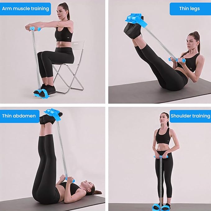 Pedal Puller Resistance Bands with Single Spring – Durable Sit Up Equipment for Home Gym, Strength Training for Abs, Legs, Chest – Portable Full-Body Workout Gear
