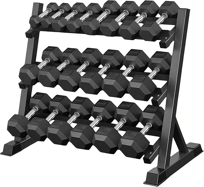 350/450/550 lbs Hex Weight Dumbbell Sets with Rack 5-50 lbs Hand Weights for Strength Training for Home Gyms Men Women Rubber Iron Rubber Coated Exercise & Fitness Muscle