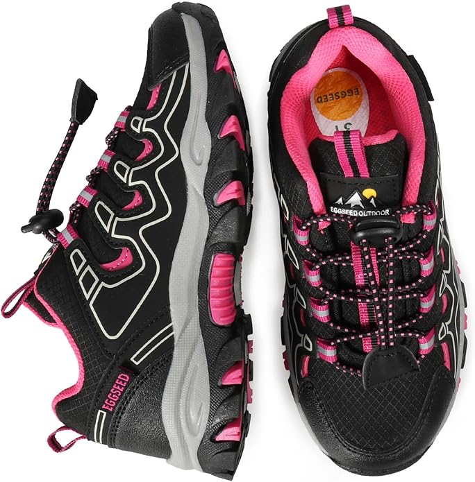 UOVO Boys Girls Hiking Shoes Kids Waterproof Running Trail Fashion Sneakers Breathable Lightweight Non-Slip Outdoor Walking Sports Shoe(Little/Big Kids)