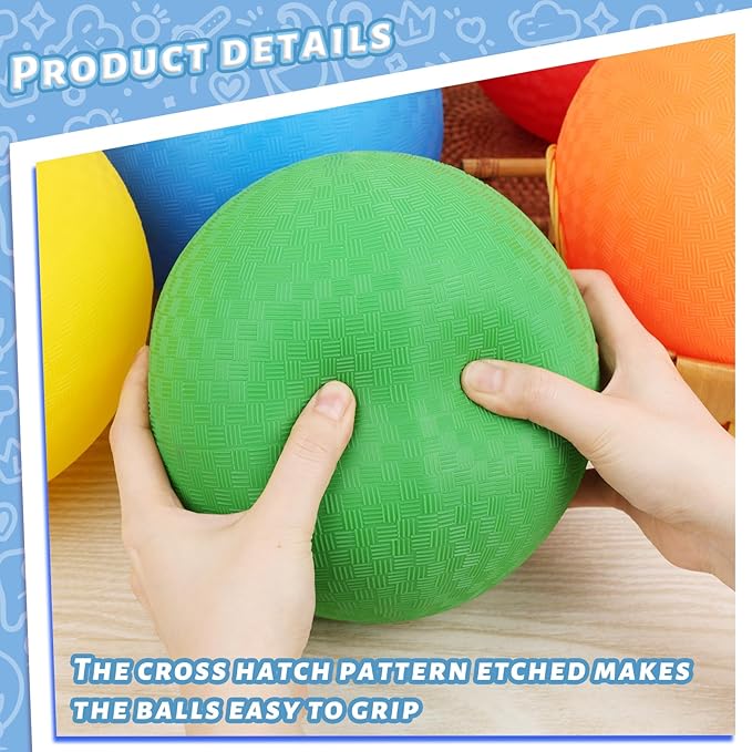 LovesTown Inflatable Playground Ball, 8.5 Inch Dodgeballs Kickballs with Air Pump, for 4 Square Ball Games, Sports Toys, Green