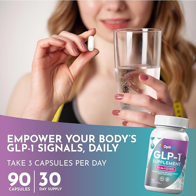 GLP-1 Supplement for Weight Loss - 32-in-1 GLP1 Booster with Probiotics for Women & Men - Natural Daily Oral Support to Boost Fat Burn Metabolism & Gut Health - Vegan Gluten Free Sugar Free