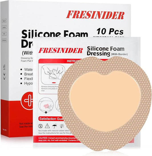 7"x7" (Pack of 10) Wound Silicone Sacral Foam Dressing Sacrum Foam Adhesive with Border - Waterproof Absorbent Breathable Bed Sore Pressure Pads