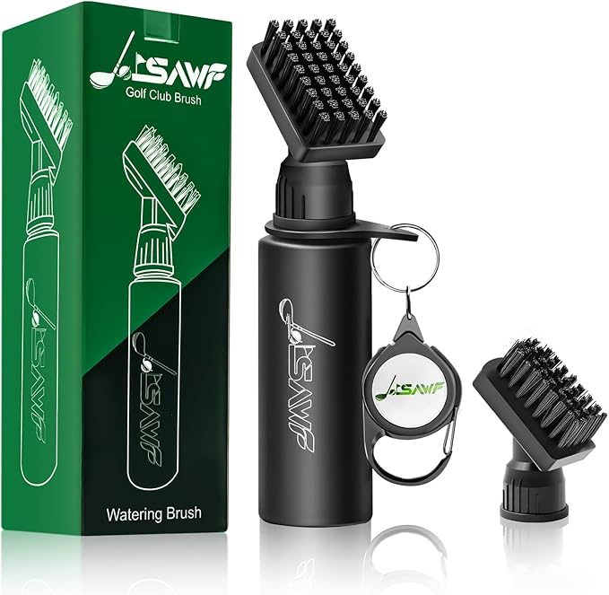 JOISAWF Golf Club Cleaner Brush with Water - 7.5” Pro Golf Groove Cleaner, Leak-Proof Design, 4 Oz Water Bottle & Retainer Clip - Essential Golf Accessories for Men & Women