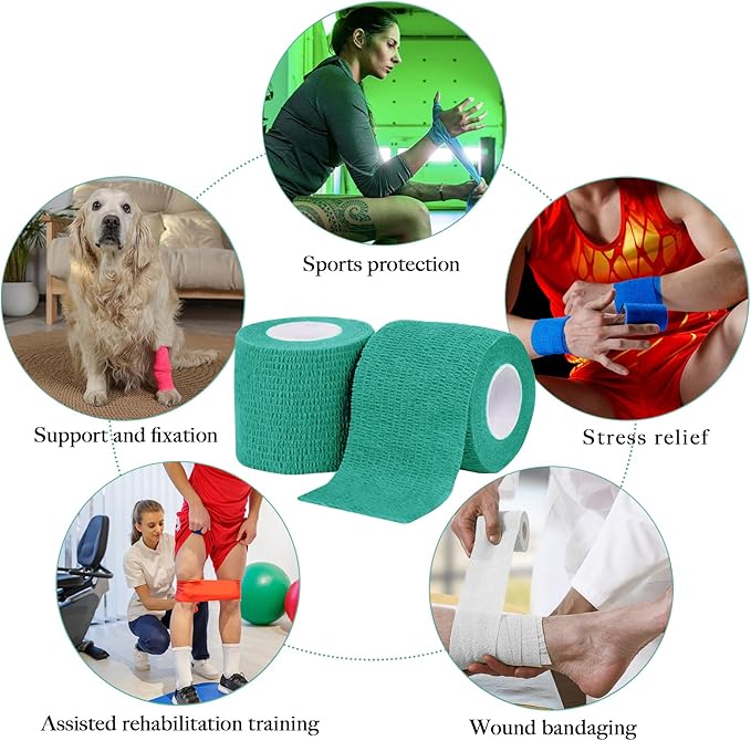 15 Pcs Self-Adhesive Bandage Wrap 2" X 5 Yards Elastic Cohesive Bandage Wrap Rolls Elastic Self-Adherent Tape for Stretch Athletic, Sports, Wrist, Ankle