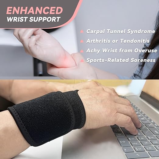 Carpal Tunnel Wrist Brace for Right Left Hand 2 Pairs, Wrist Support Wraps for Women Men, Adjustable Wrist Brace for Tendonitis, Arthritis, Weightlifting, Sports, Day Night Support, Grey&Black