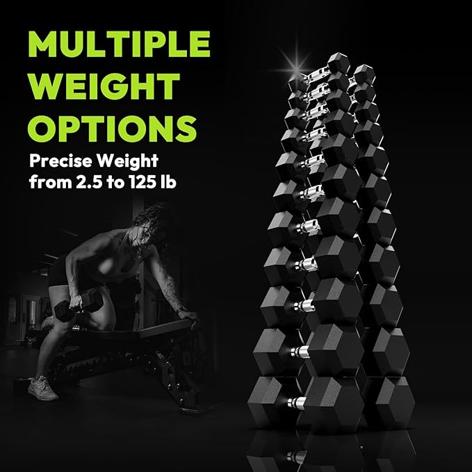 Hex Dumbbell Set 2.5-400 lb, Rubber Encased Exercise & Fitness Dumbbells, Weights Dumbbells Set of 2, Hand Weight for Strength Training