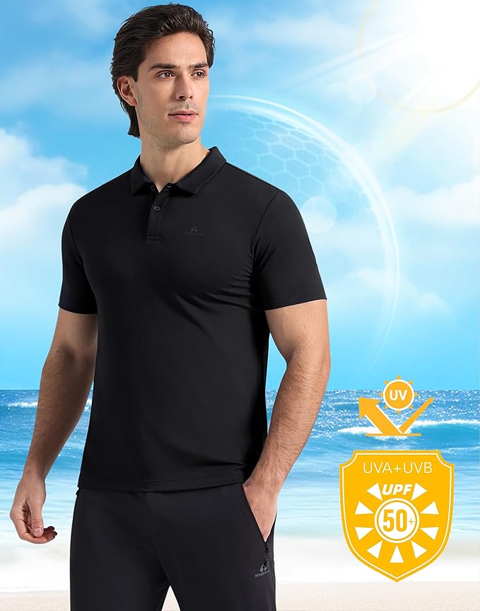Pioneer Camp Men's Golf Shirt UPF 50+ Quick Dry Polo Shirts Short Sleeve Moisture Wicking Performance Tees Collar Work Shirts
