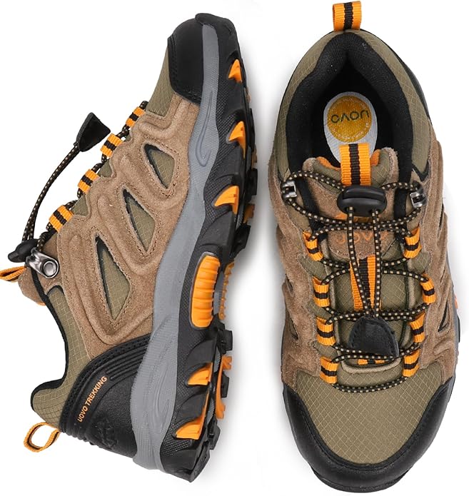 UOVO Boys Girls Hiking Shoes Kids Waterproof Running Trail Fashion Sneakers Breathable Lightweight Non-Slip Outdoor Walking Sports Shoe(Little/Big Kids)