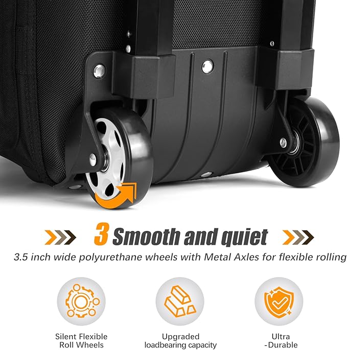2-3 Ball Bowling Bag with Wheels, Rolling Trolley Bowling Bags with Large Separate Shoe Compartment and Oversized Accessory Pocket