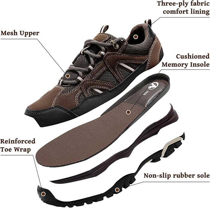 MIXIN Mens Hiking Shoes Lightweight Breathable Anti-Slip Low Top Trainers for Trekking Trailing Outdoor Camping Walking