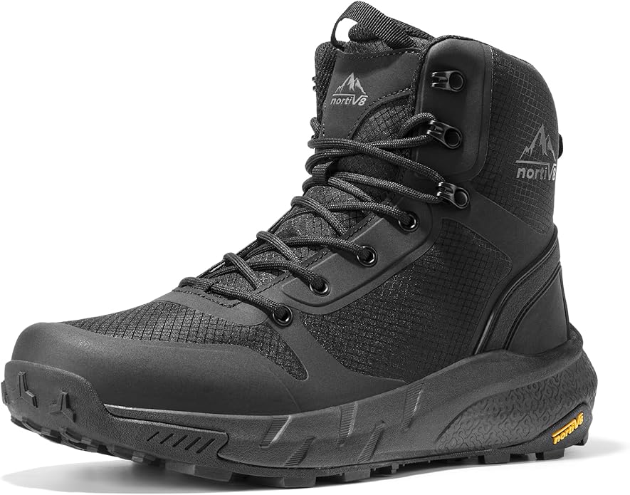 NORTIV 8 Men's Military Tactical Boot Lightweight Comfortable Boots for Work All Day Side Zipper Motorcycle Combat Hiking Boots Metrostrike(8-9 Inches)