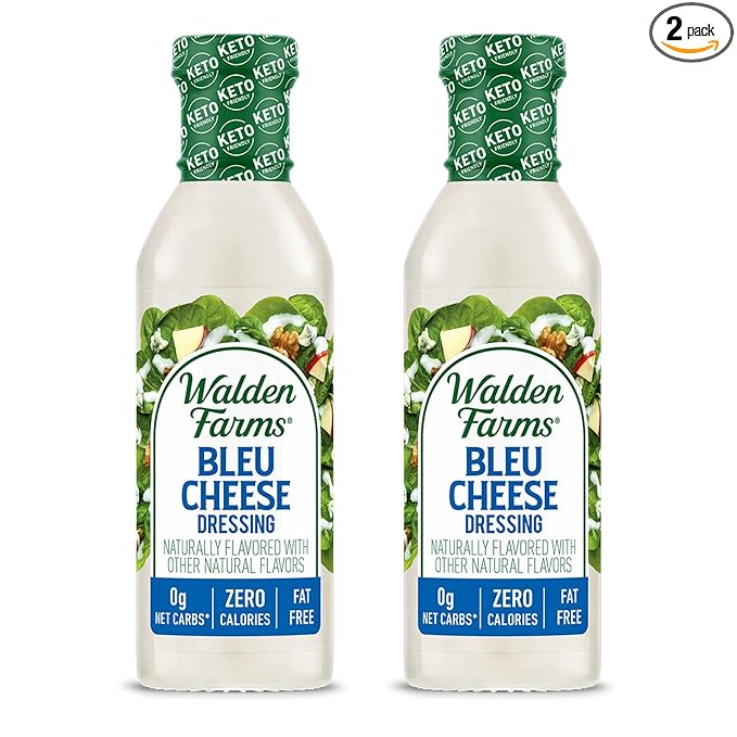 Walden Farms Bleu Cheese Dressing - Calorie-Free, Gluten-Free, Low Carb, Keto-Friendly, Sugar-Free, Rich Bleu Cheese Flavor, (12 oz Bottle x 2)