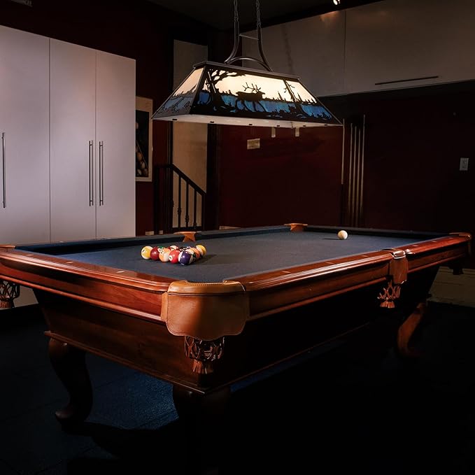 Wellmet Pool Table Light, Vintage Billiard Lights for Over 7ft 8ft 9ft Pool Table, Snooker Table, Cabin, Game Room, Tiffany Bear Chandelier, Farmhouse Chandelier for Country, Wild West Style