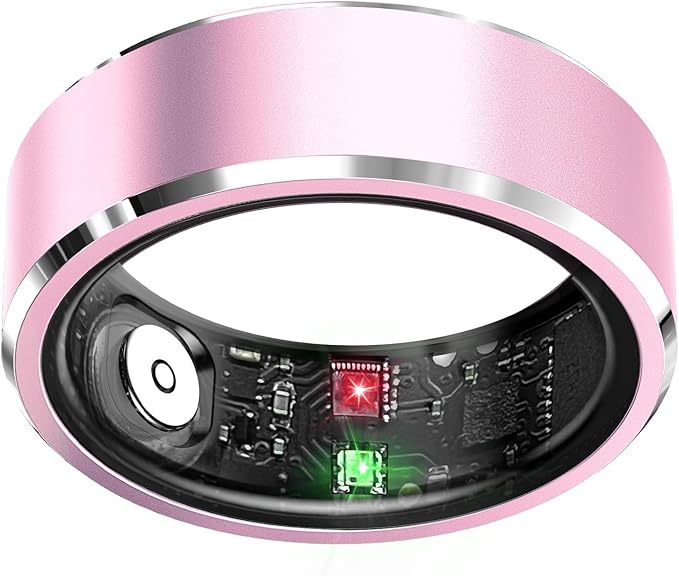 Smart Ring Health Tracker, Sleep Tracker Ring with Heart Rate, Waterproof Fitness Ring for Activity Monitoring/Steps/Distance/Calories,Air Gestures,Up to 7-Day Battery, for iOS Android (Light Pink,#9)