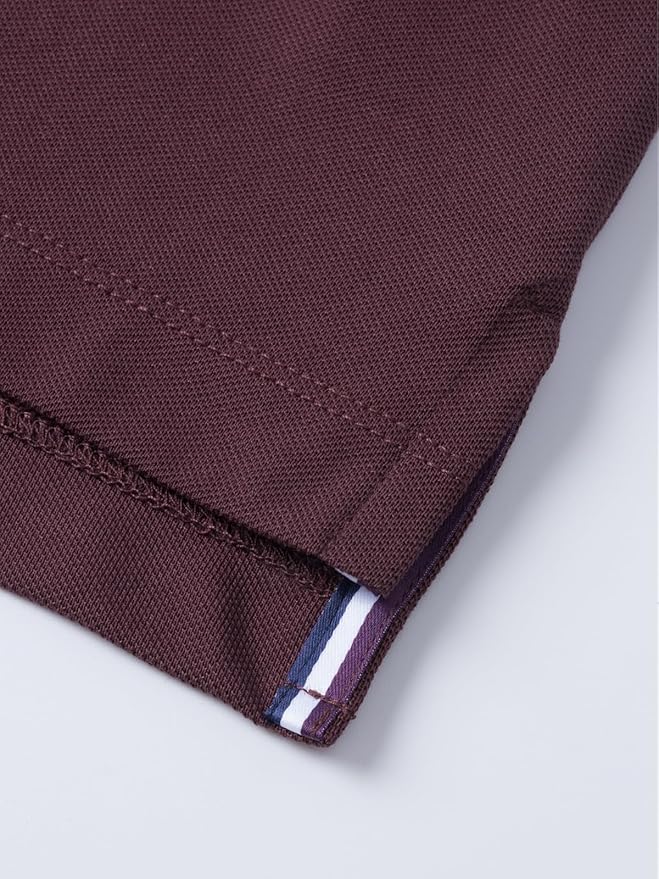 BCI Cotton Blend Pique Polo Shirts for Men Short Sleeve Tops Comfort Split Hem with 3-Color Tape