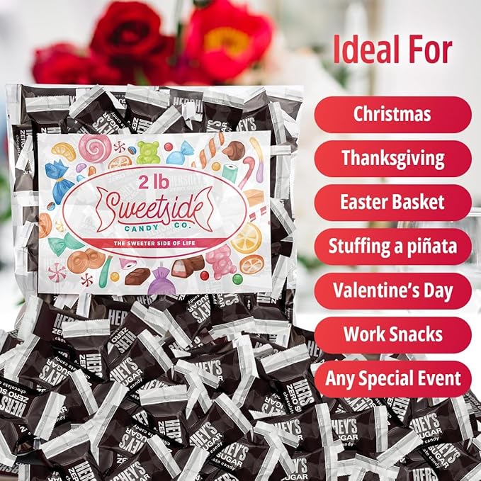 Zero Sugar Milk Chocolate Miniature Bars Candy Individually Wrapped Bulk for Melt in Your Mouth Indulgence - Free Mini Bites for On the Go, 2lb