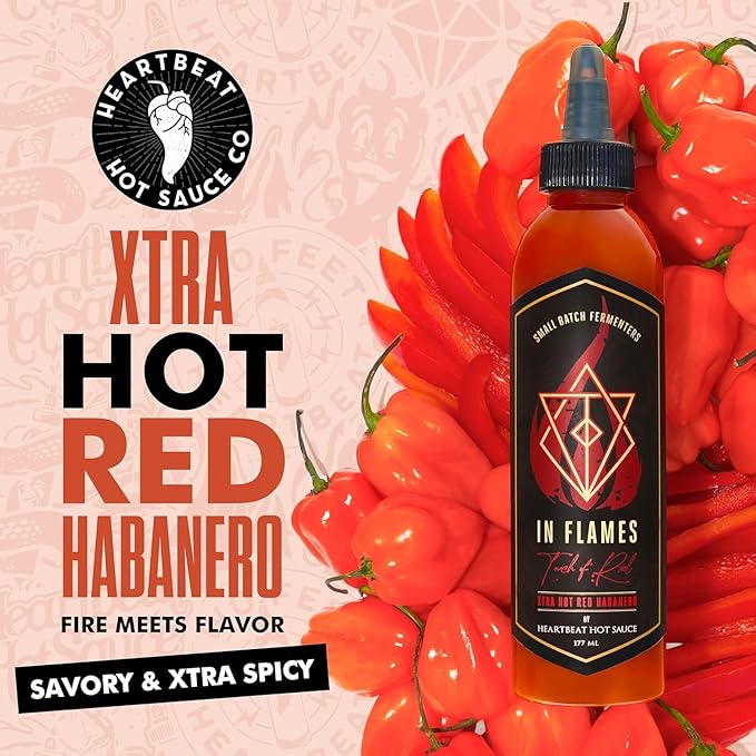 Heartbeat Hot Sauce Co. | In Flames Extra Hot Red Habanero, 6 oz.