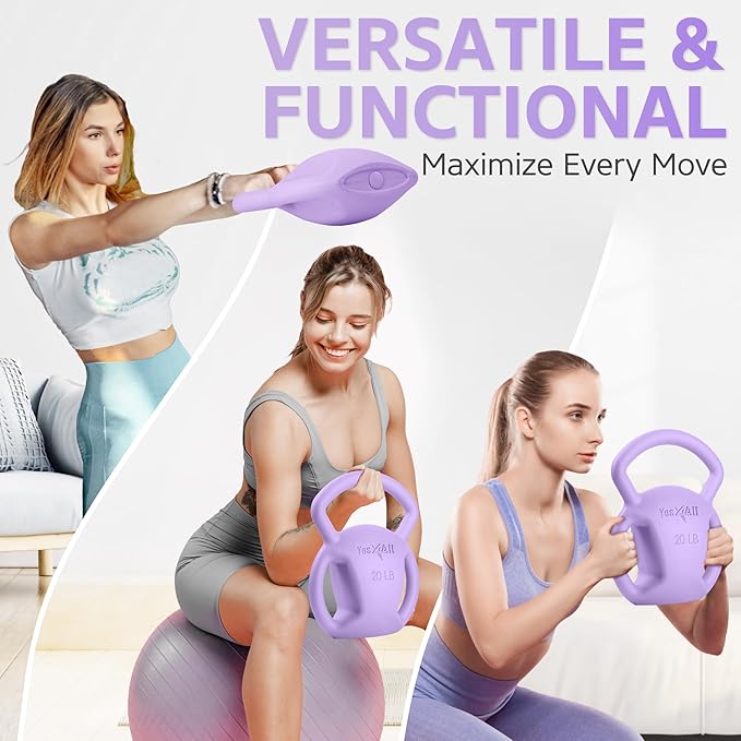 Yes4All Kettlebell 10&15lb Weight with Wide Multigrip Handle for Dumbbell Weights Exercises, Full Body Workout Equipment