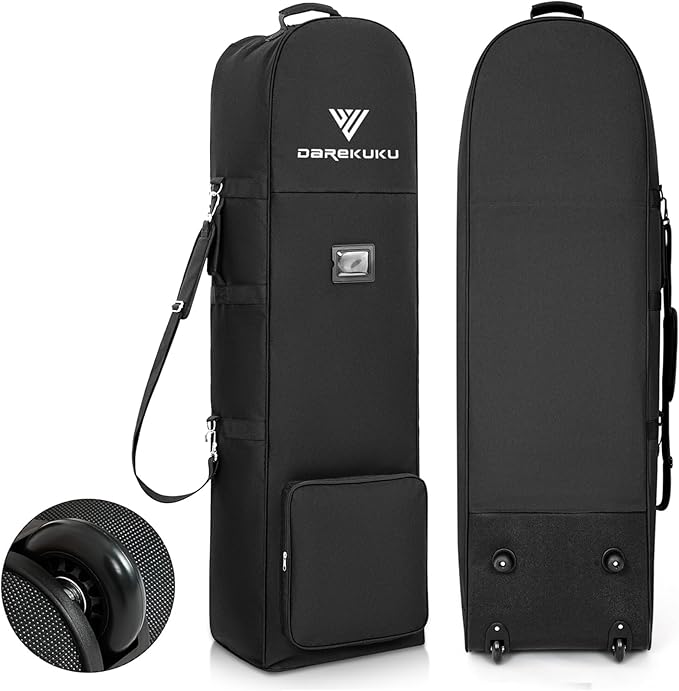 Golf Travel Bags for Airlines with Adjustable Support Rod and Detachable Shoulder Straps, Soft Foldable Golf Club Travel Covers, 900D Heavy Duty Oxford