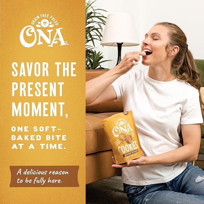 Ona Cinnamon Raisin Cookies 4-pack, Made with Honey, Ready to eat, Gluten free, Grain free, Dairy free, Paleo
