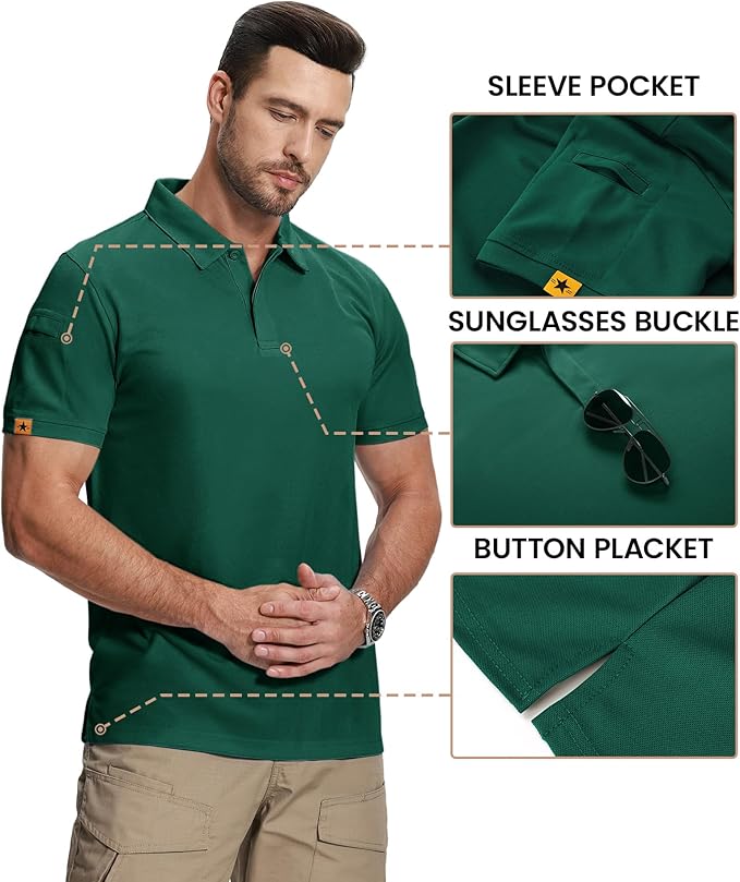 ZITY Mens 2 Pack Polo Shirts Short Sleeve Performance Sports Golf Shirt for Men Tactical Shirt