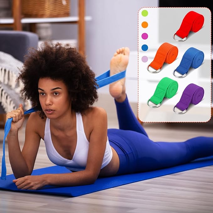 Jerify 10 Pcs Yoga Strap for Stretching Bulk 6ft Exercise Stretch Band with Metal D Ring Adjustable Pilates Non Elastic Yoga Stretch Belt for Women Men Physical Fitness Gym Workout Dance