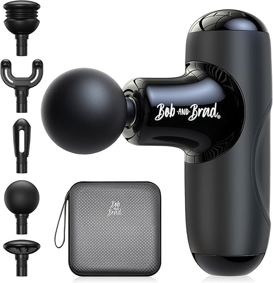 BOB AND BRAD Q2 Mini Massage Gun, Pocket-Sized Deep Tissue Massager Gun, Portable Percussion Muscle Massager Gun, Ultra Small & Quiet Muscle Massage Gun with Carry Case, Home Gym Travel, Black