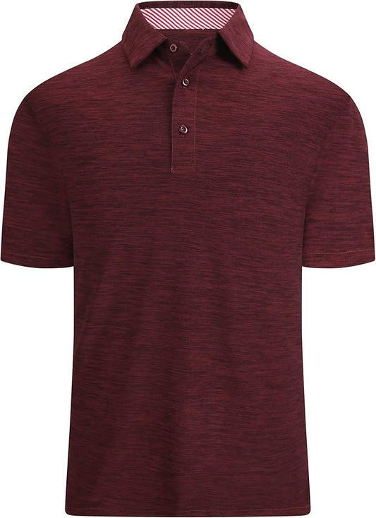 Damipow Premium Golf Shirts for Men Dry Fit Performance Polo Short Sleeve Collared Shirt