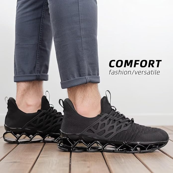 Men's Slip on Walking Running Shoes Blade Tennis Casual Fashion Sneakers Comfort Non Slip Work Sport Athletic Trainer