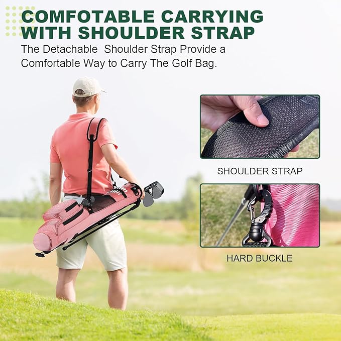 MAZEL Lightweight Golf Bag for Men – Easy to Carry Golf Clubs Bag with Shoulder Strap,Pitch n Putt Golf Stand Bag for Driving Range,Par 3 and Executive Courses - Fit Up to 8 Clubs