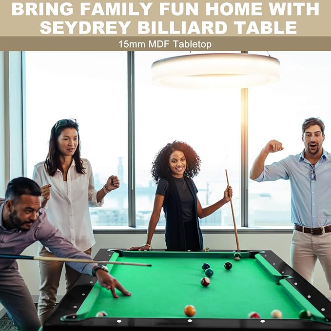 Seydrey 6-Foot Portable Foldable Pool Table with All Accessories – Compact Billiards Table for Home, Game Room, Apartment