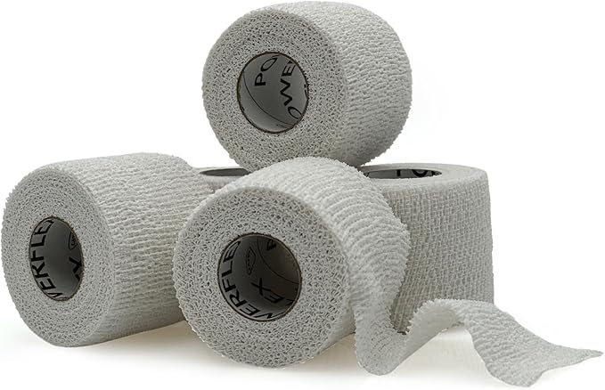 PowerFlex – Self-Adhering Sports Wrap for Injury Prevention & Post-Injury Stability – Medical-Grade, Sweat & Water Resistant First Aid Wrap for Athletes - White, 2 inch, 6 Rolls