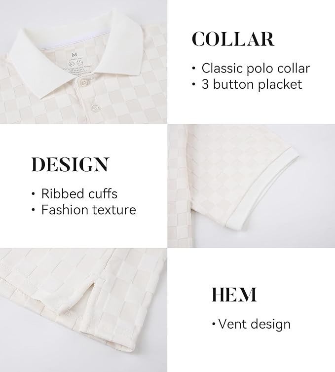 Esabel.C Golf Shirts for Men Dry Fit Performance Short Sleeve Print Moisture Wicking Collared Shirt