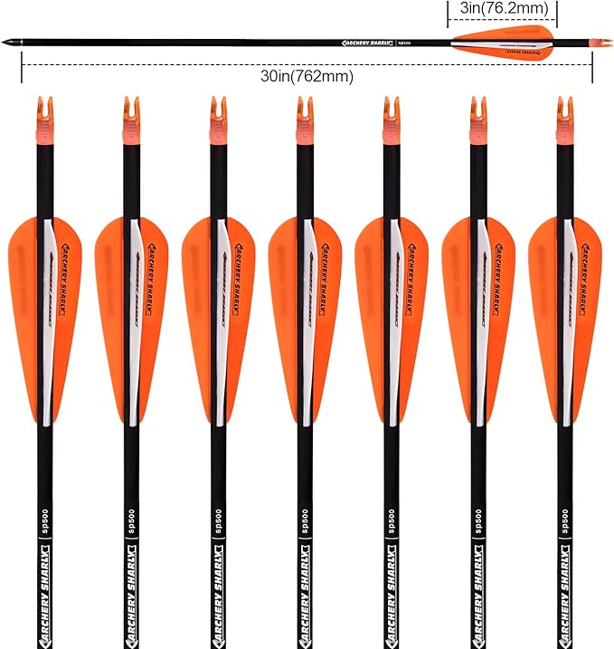 30Inch Carbon Hunting Arrow Targeting Practice Arrows with Removable Tips and Adjustable Nocks for Compound & Recurve Bow (Pack of 12)