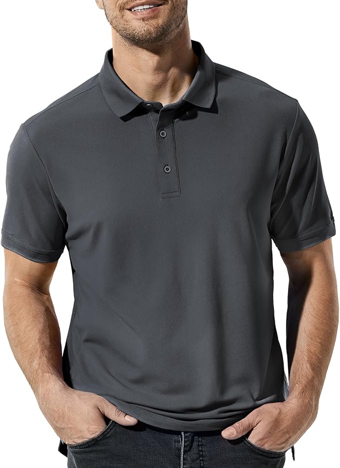 MIER Polo Shirts for Men Short Sleeve Quick Dry Polyester Collared Shirts Casual Golf Shirts, Moisture-Wicking