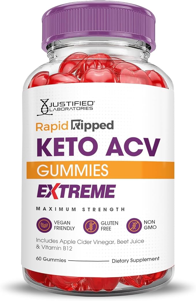 Justified Laboratories (3 Pack Rapid Ripped Keto ACV Gummies Extreme 2000MG Rapidripped Keto Gummies Apple Cider Vinegar Formulated with Pomegranate Beet Juice Powder B12 Vegan Non GMO 180 Gummys
