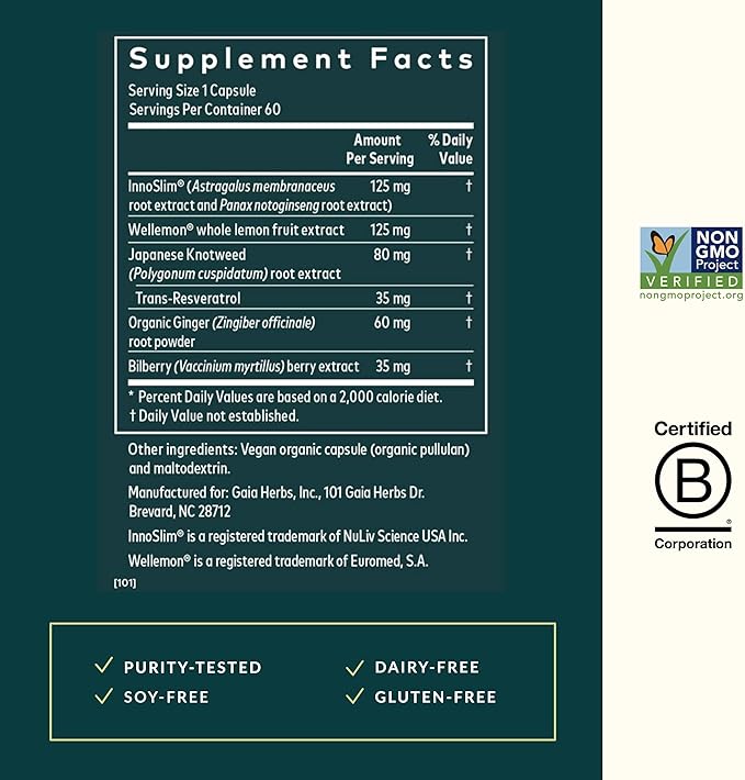 Gaia Herbs Metabolic Activator - Natural Energy Supplement for Metabolism Support - Made with Panax Notoginseng & Astragalus Extract - Free from Dairy, Soy & Gluten - 60 Capsules (60 Servings)